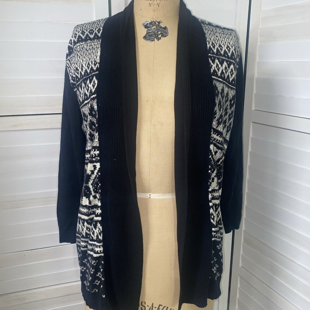 August Silk Women’s Open Front Draped Black Sweater Shrug Cardigan, Size XL